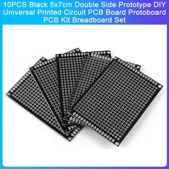 10PCS Black 5x7cm Dubultā Sānu Prototips DIY Universālā PCB Printed Circuit Board Protoboard PCB Komplekts Breadboard Komplekts