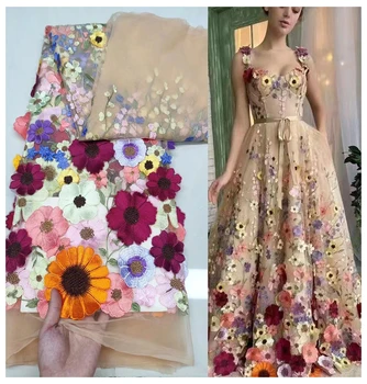 2023 jaunāko krāsains ziedu mežģīņu kāzu kleita svārki platums 130cm pārdod pa pagalmu