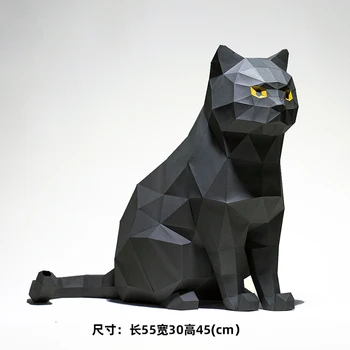 45cm Kaķis Papīra Paraugs Origami 3D Papercraft Mājās, Priekšnams, Puse Rotas, Telpu Dekori Galda Rotājumi, Art Roku darbs DIY Rotaļlieta, Mīklas,