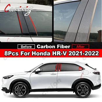 8x Auto Logu, Durvju Ailē B C Pīlāriem Pēc Vāciņš Melns, Par Honda HRV 2021-2022 Glancēts Melns Spoguļa Efektu PC Materiāla Uzlīmes