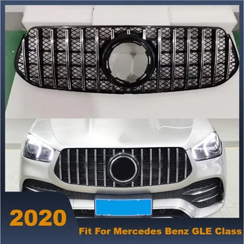ABS Black Vidū Restes Sacīkšu Grili Priekšējā Bufera Grils piemērots Mercedes Benz GLE Klases W167 2020. gadam GLE300 GLE350 GLE 400 GLE450
