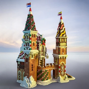 BuildMoc Jauno Gingerbread Pils Māju Celtniecības Blokus Uzstādīt Retro Arhitektūras Ķieģeļi, Rotaļlietas, Bērnu Dzimšanas Dienas, Ziemassvētku Xmas Dāvanas