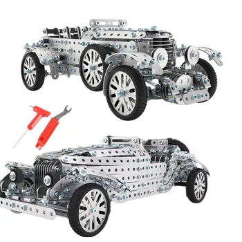 Bērnu 3D Metāla Montāžas Bloku Retro Automašīnas Modelis Zēns apvidus auto Skrūvi Un Uzgriezni DIY Rotaļlietu Dzimšanas dienas Dāvana