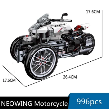 High-Tech NEOWING Tricikls Motociklu Sacīkšu Lokomotīvju Celtniecības Bloki Modelis Ar Jaudu DIY Ķieģeļi Rotaļlietas Saderīgs Ar LEGO
