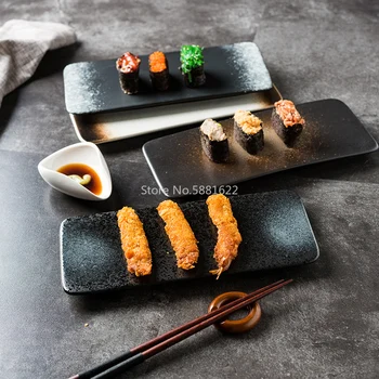 Japāņu suši plāksnes keramikas radošā taisnstūra trauku uzkodas, uzkodu plate personību retro galda komplekts plate