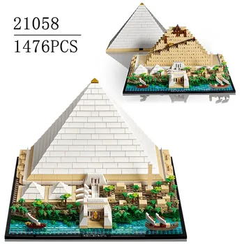 Jauns Klasiskās 21058 Uz Piramīdu Modeļa Pilsētas Arhitektūras Street View Celtniecības Bloki Komplekts DIY Saliktas Rotaļlietas, Dāvanu