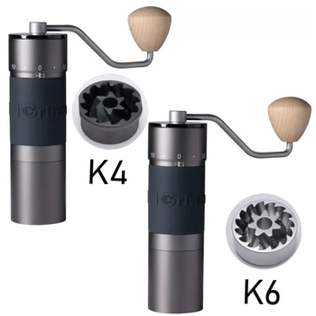 Kingrinder K4 /K6 manuāla kafijas dzirnaviņas portatīvo dzirnavas 420stainless tērauda 48mm nerūsējošā tērauda, Titāna apšuvuma burr Kafijas Rīki