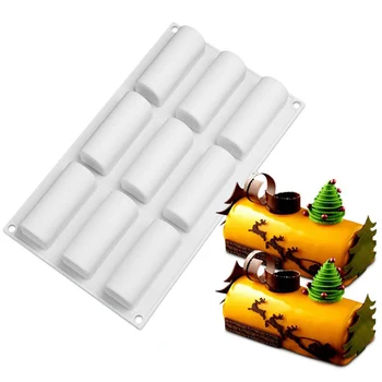 Silikona Putas, Kūka Pelējuma 9 Dobumu Žurnāla Veidnes Kūka Roll Pan 3D Cylindre Šokolādes Konfektes Deserts Veidnes DIY Cepšanas Piederumi