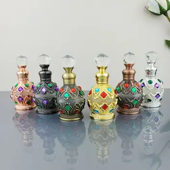 Spīdums Matēts Stikls Ēteriskās Eļļas Pudeles Pilinātāju Retro Burvīgs Arābu Stila Smaržu Pudeli, Āra Ceļojumu Uzpildāmas Pudeles